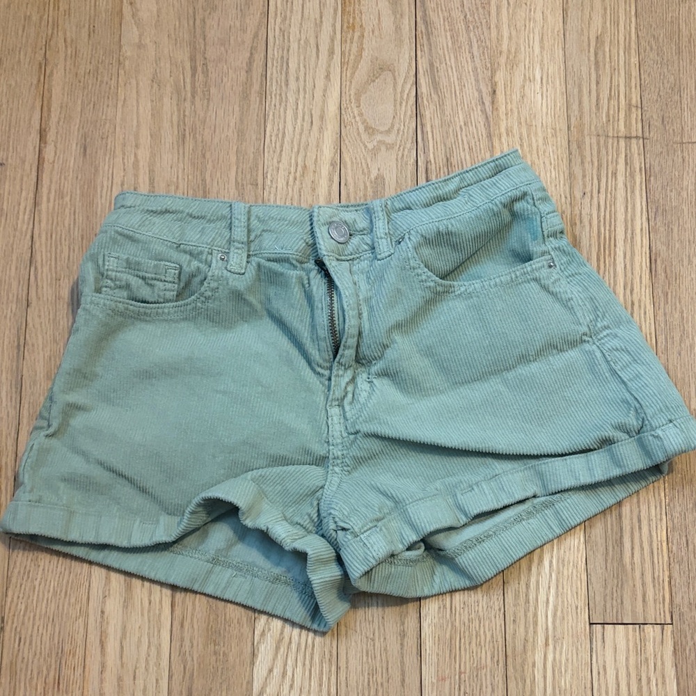 PacSun High Waist Corduroy Shorts in Sage
